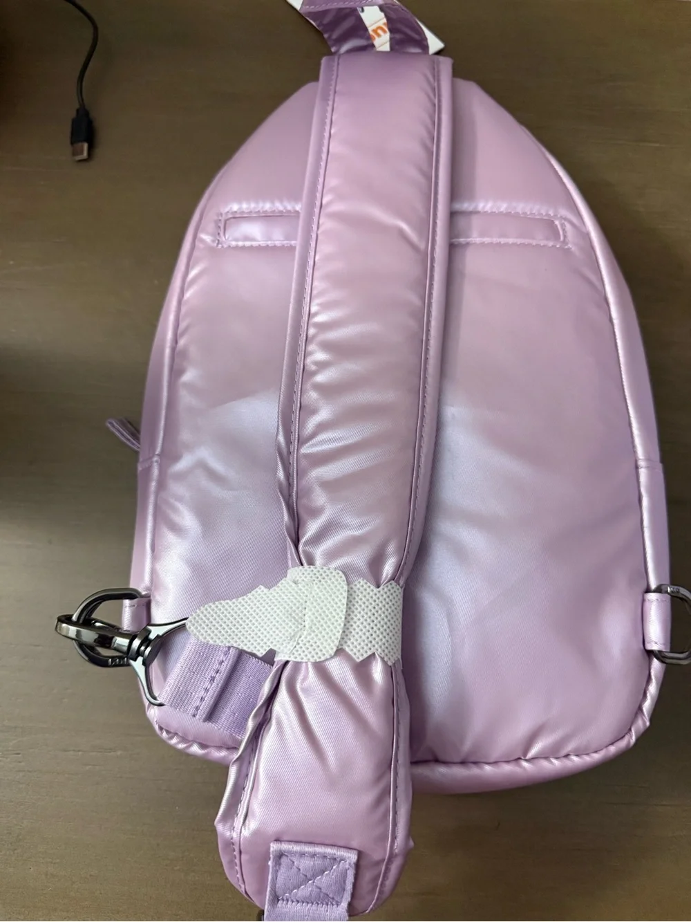 lug Quilted Sling Backpack in Light Pink Lavender